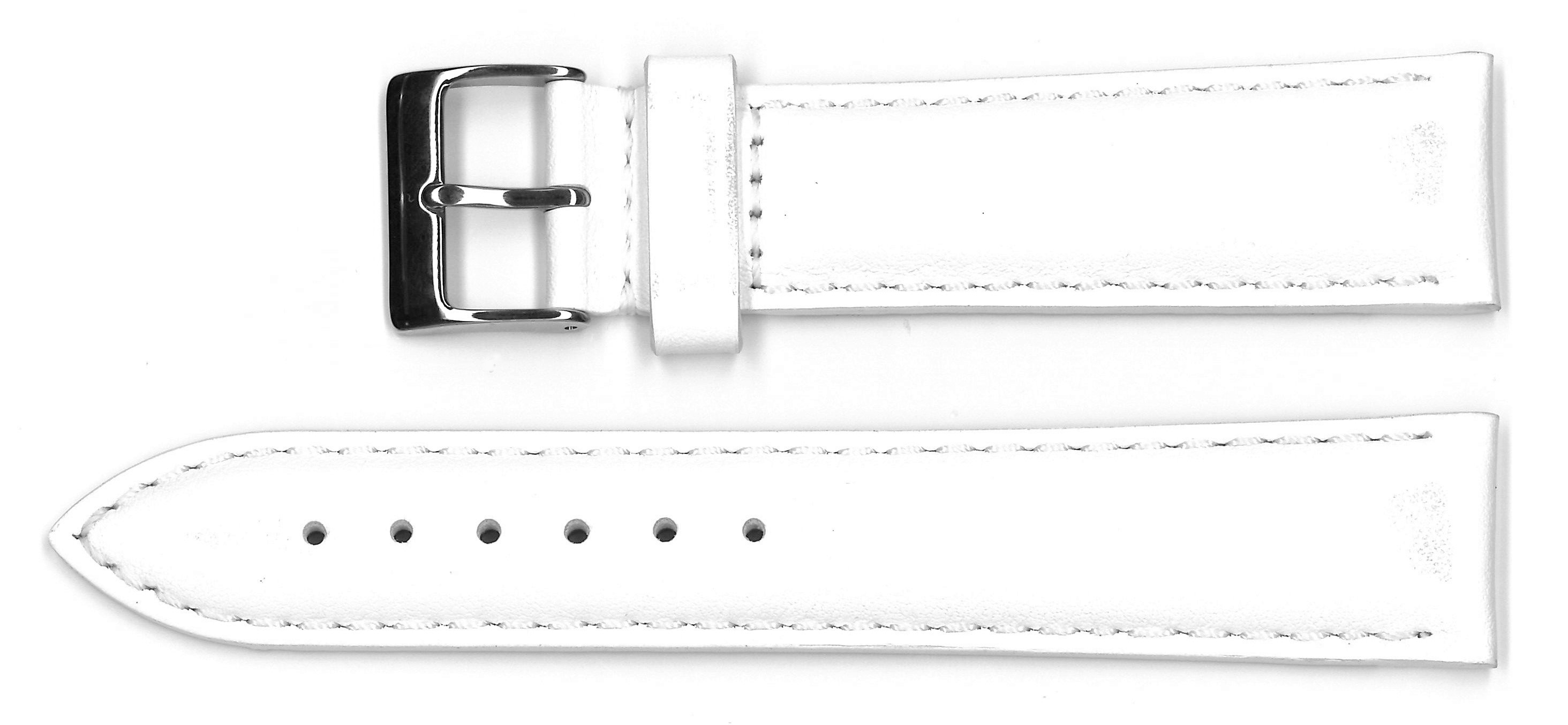 Skinnrem hvit 20 mm rustfritt stål lås. Kalv