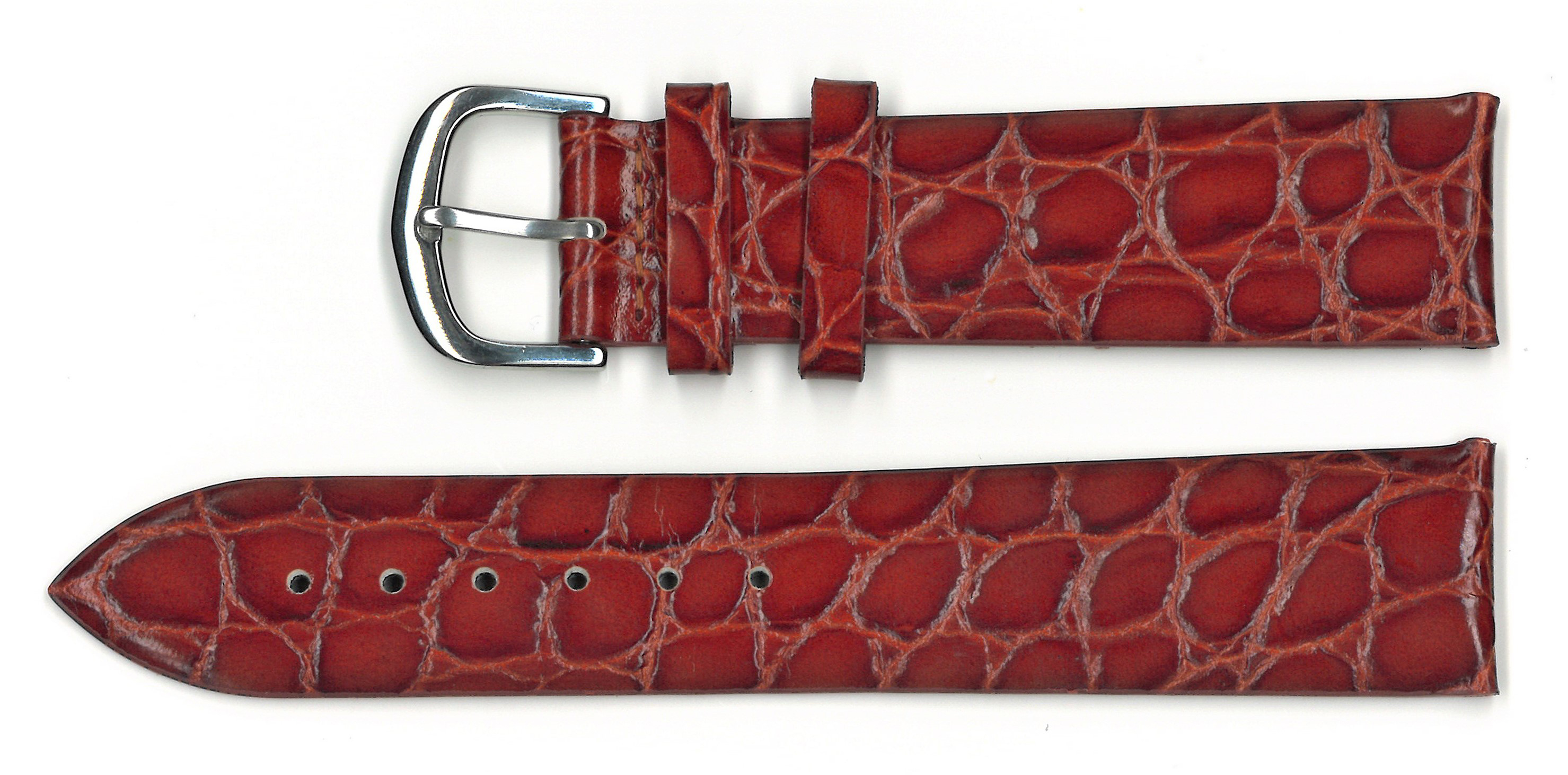 Skinnrem kroko. brun XL10 mm rustfritt stål lås. 