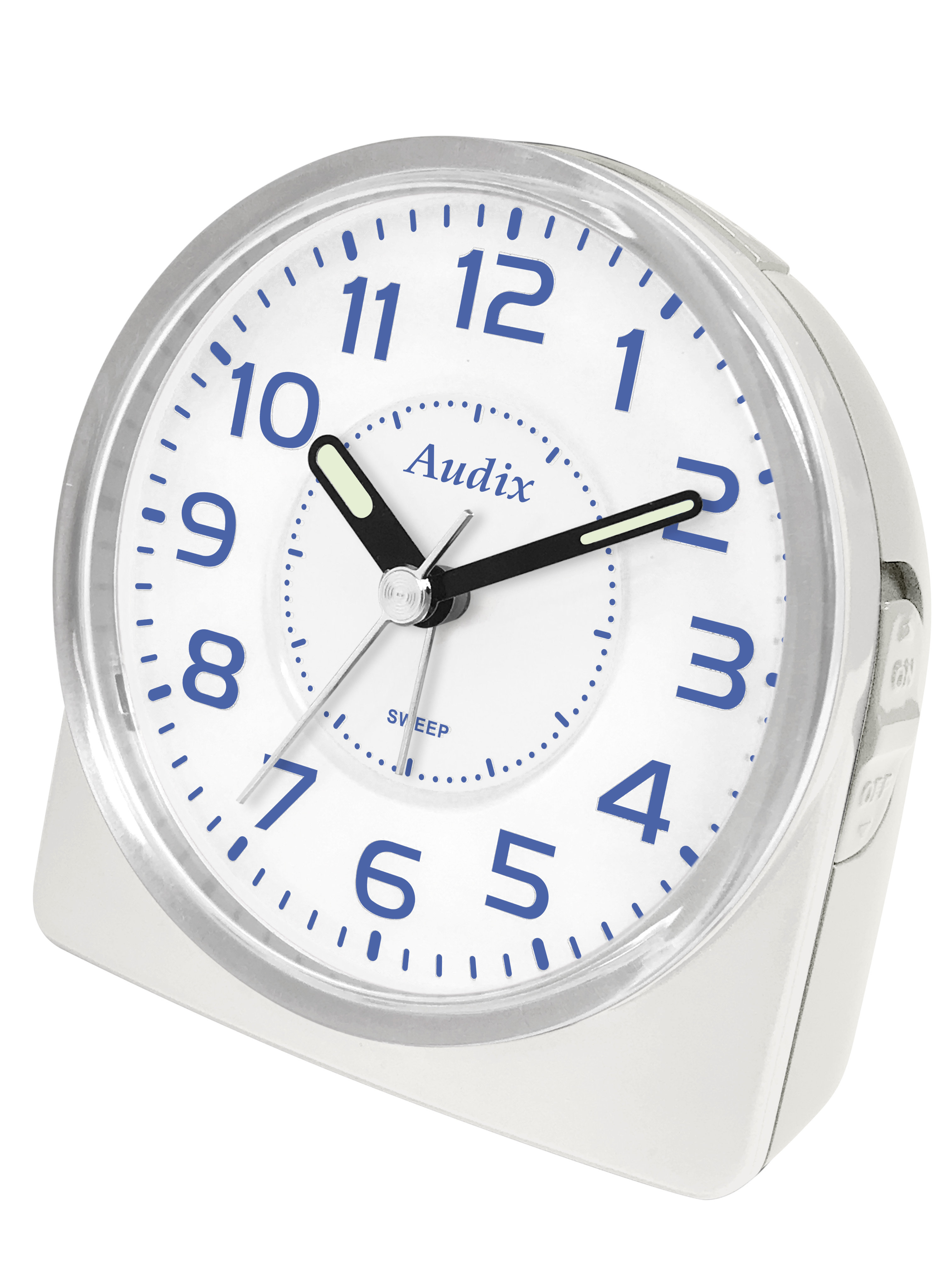 Vekkerur RD890B-SP, rundt  hvit, LED-lys, stille