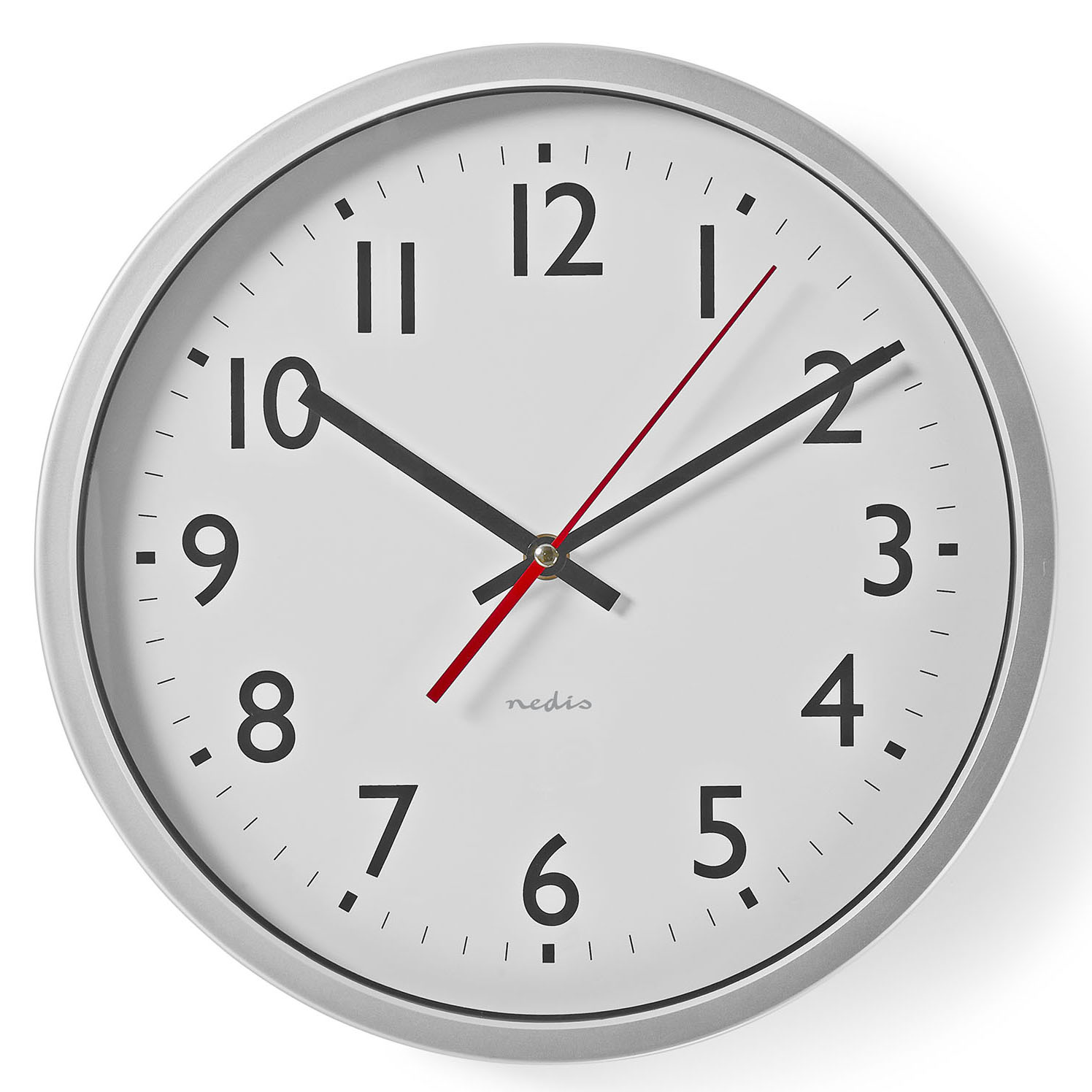 Veggur 30 cm Nedis sølv kant og quartz, CLWA110WT