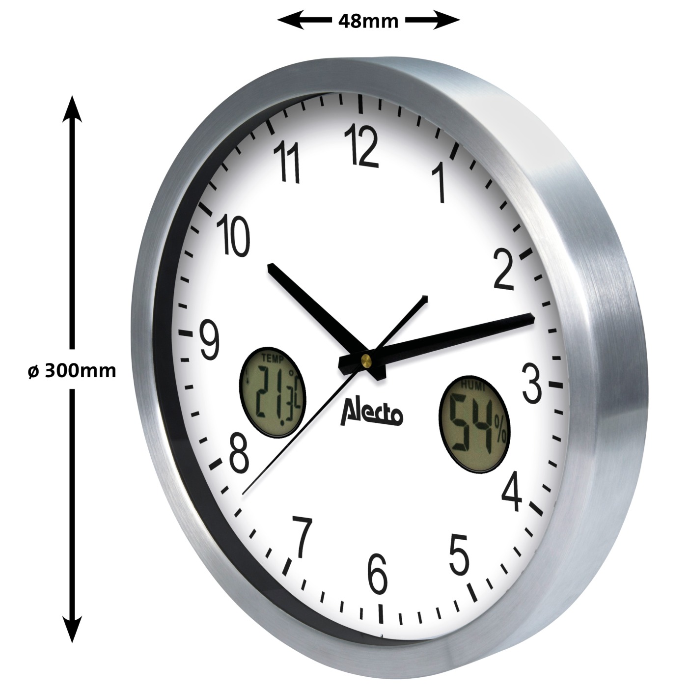 Veggur Alecto, AK15, stål  temp. og hygr. tall *