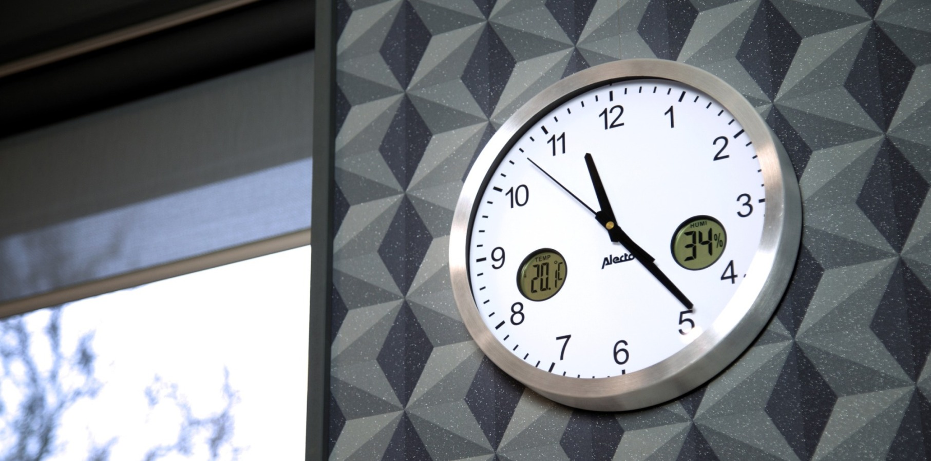 Veggur Alecto, AK15, stål  temp. og hygr. tall *