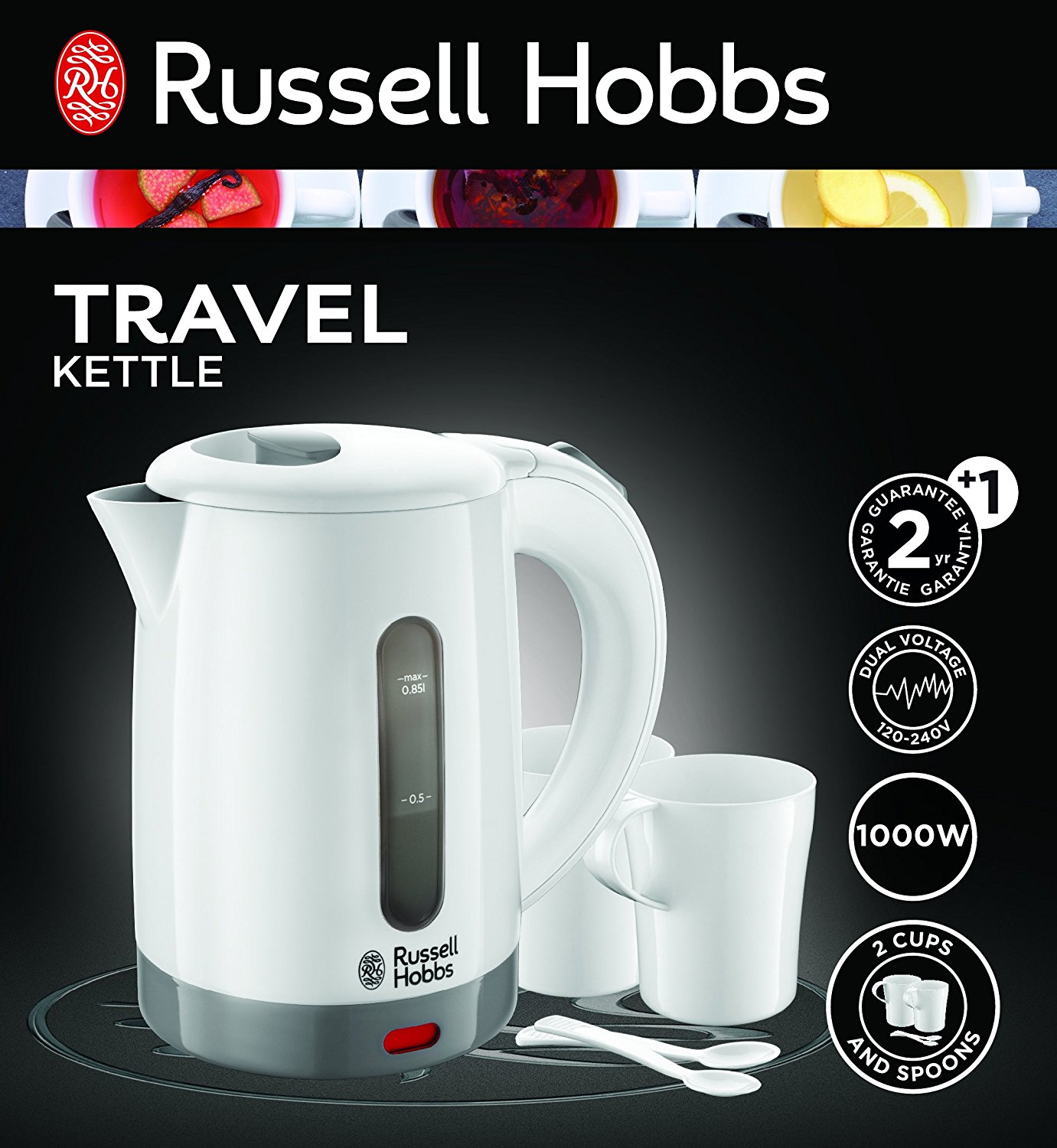 Vannkoker Russell Hobbs Travel 0,85 ltr, hvit Vannkoker Russell Hobbs Travel 0,85 ltr, hvit