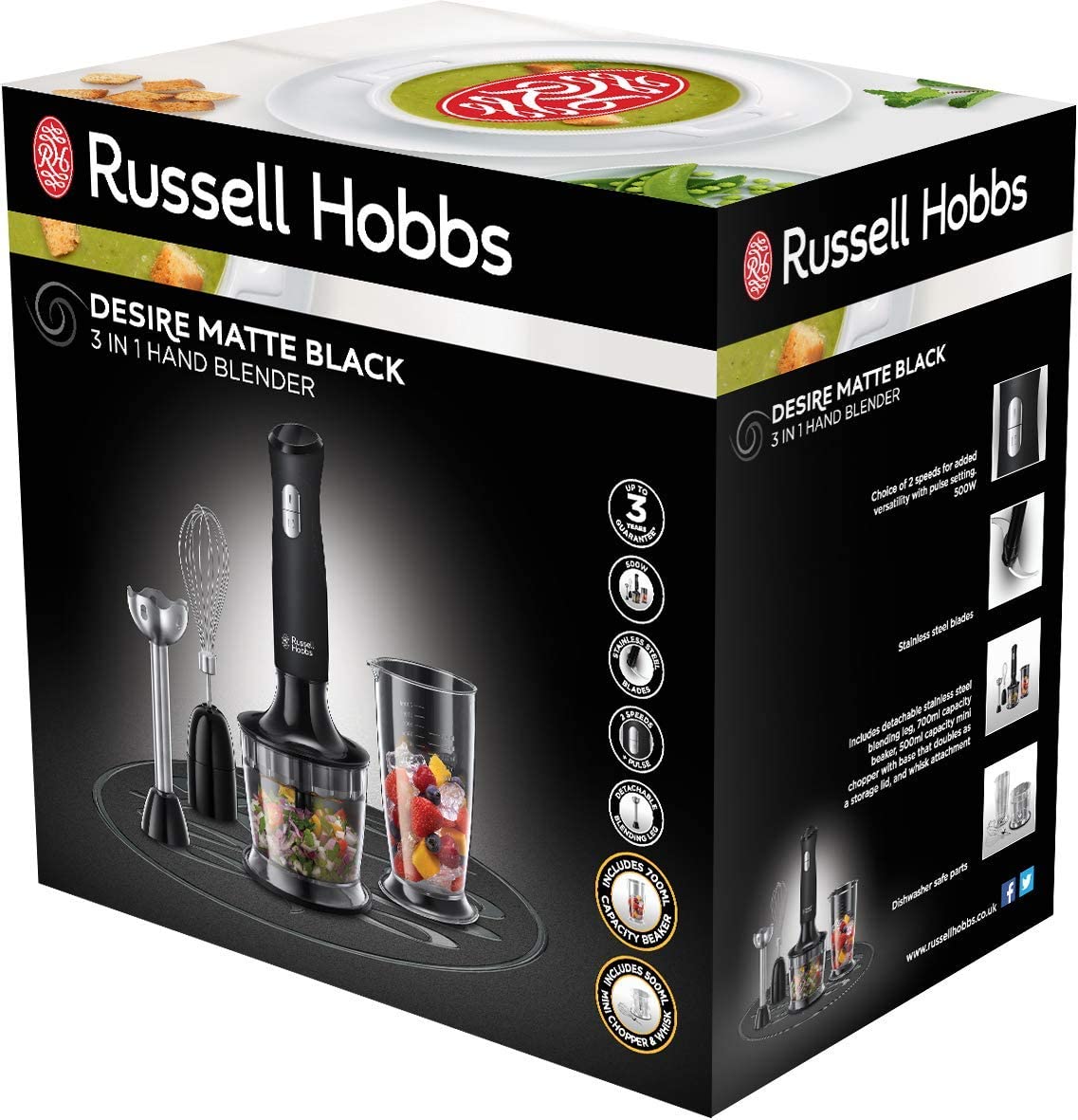 **Stavmixer Russell Hobbs 3 i 1, Matt black 500 **
