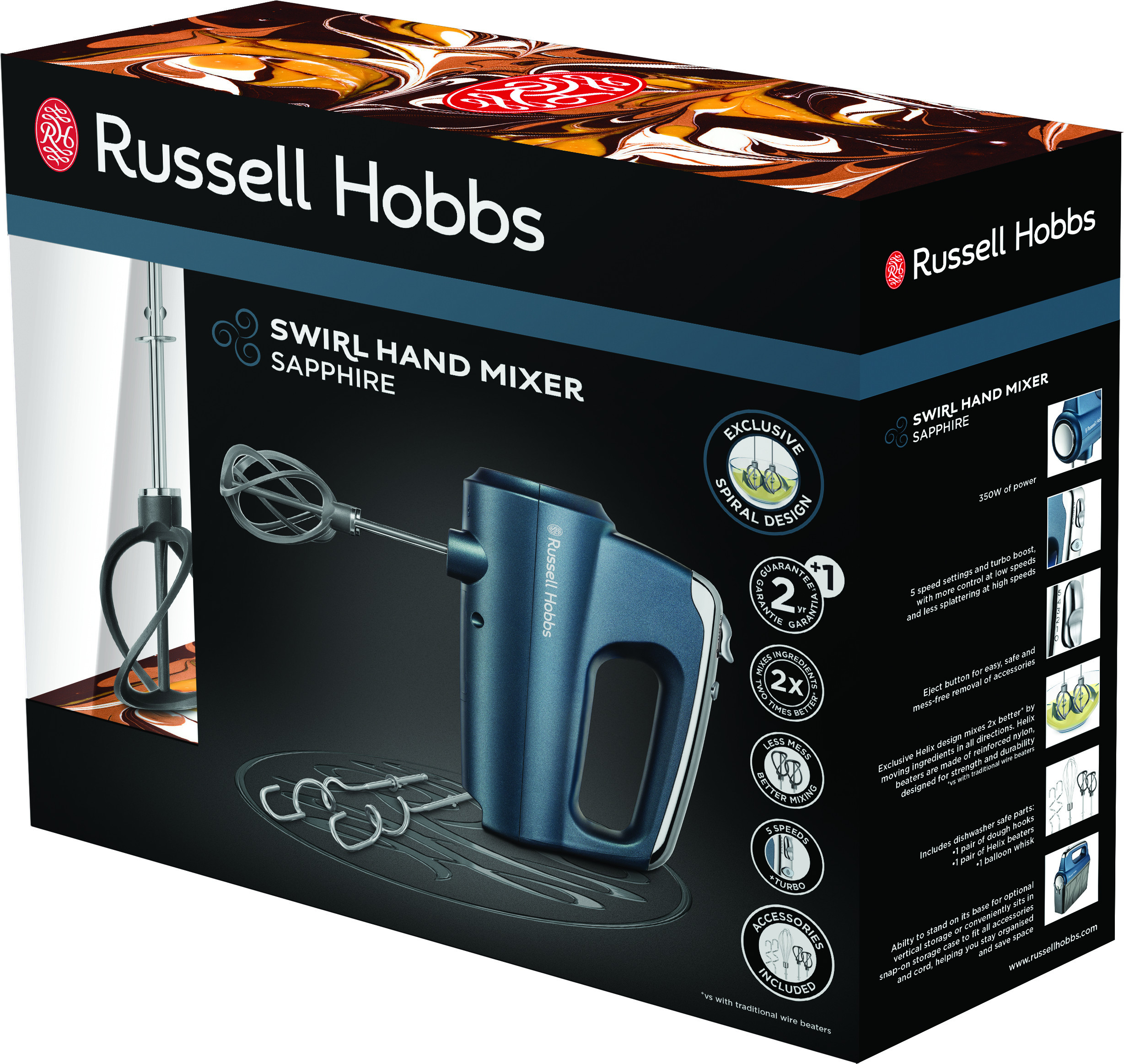 *Håndmikser Russell Hobbs Sapp. blå Helix 350W*