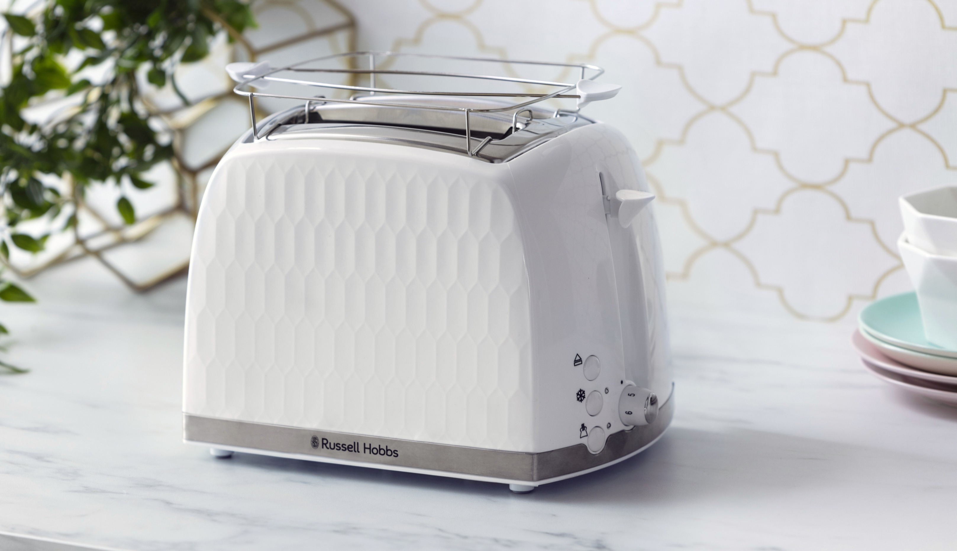 Brødrister Russell Hobbs Honeycomb, hvit