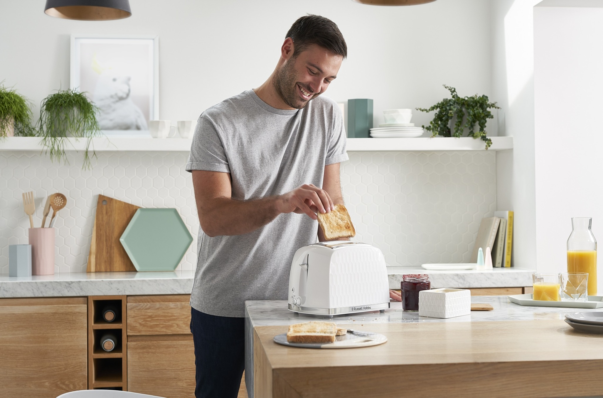 Brødrister Russell Hobbs Honeycomb, hvit