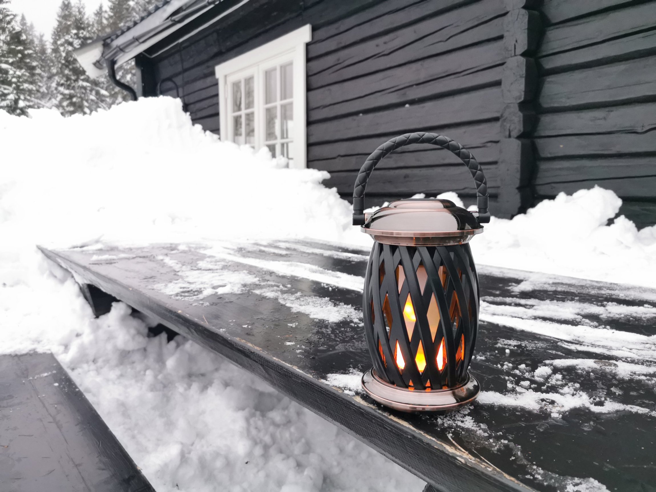 Flammelampe Homeline Ignis, kobber/sort,120 LEDs 