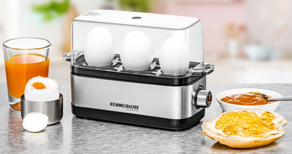 Eggkoker Rommelsbacher ER300, 3 egg, stål, 300W