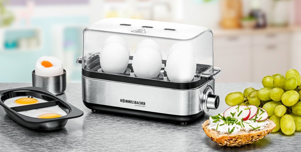 Eggkoker Rommelsbacher ER600, 6 egg, stål, 435W