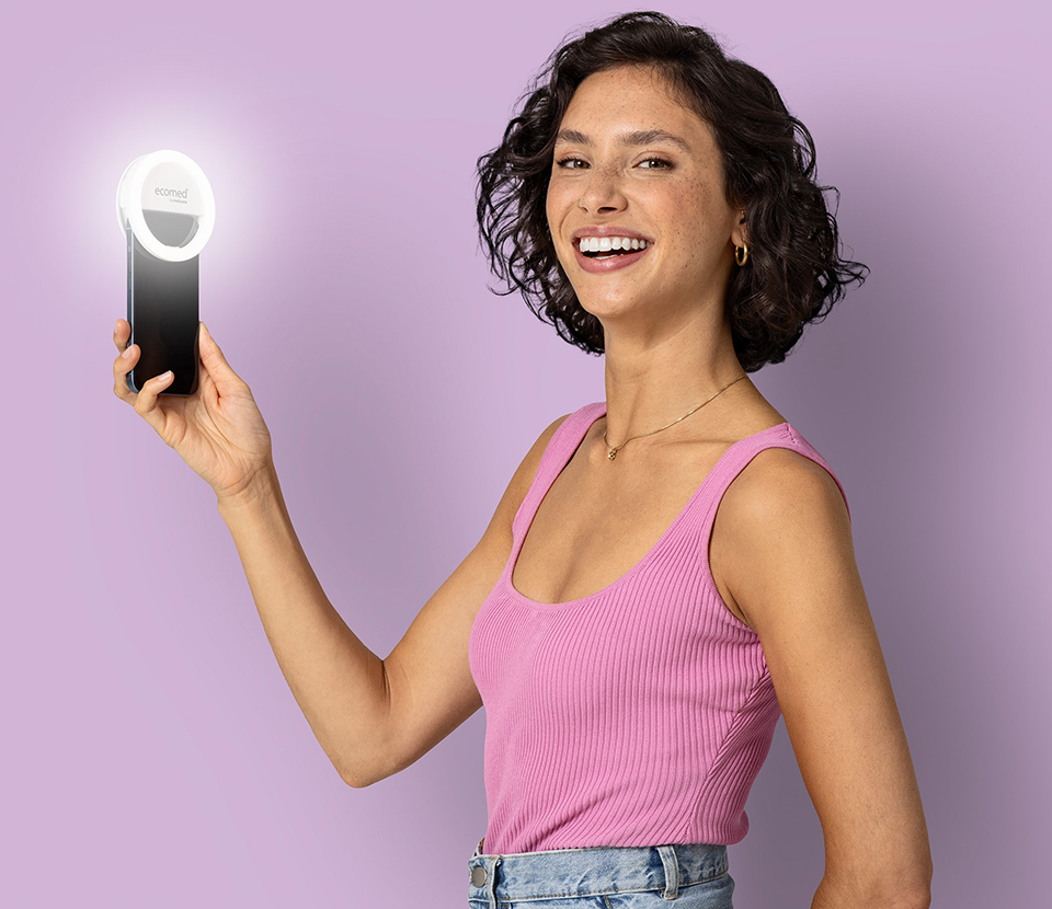 Selfie speil Ecomed CM20E,3 lysfarger, Kosmetikk 