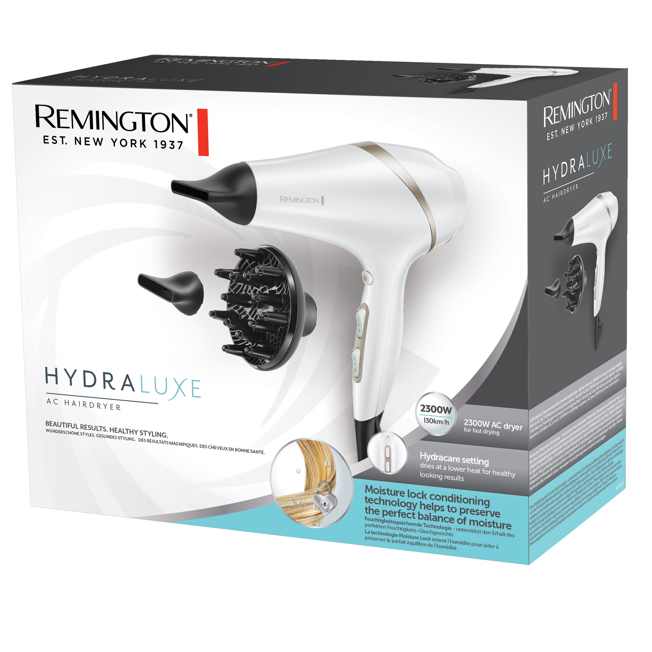 Hårføner Remington HYDRAluxe AC8901, Hvit 2300W