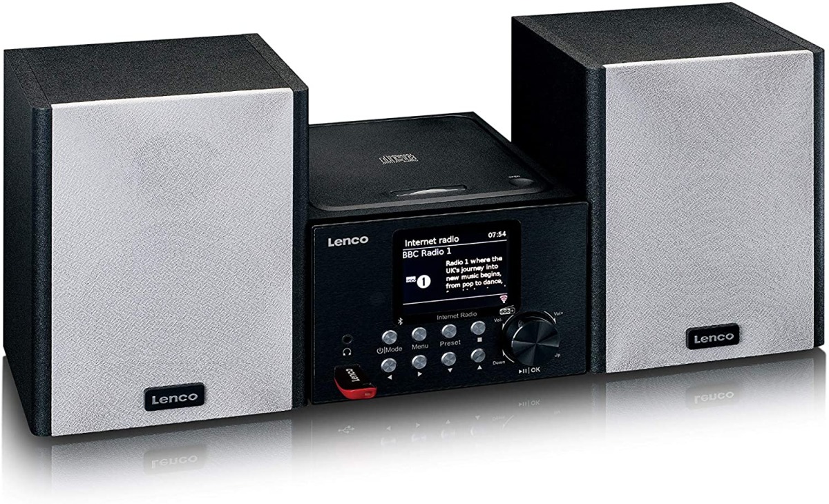 Microanlegg Lenco MC250BK DAB, Internet, 2 x 12W 