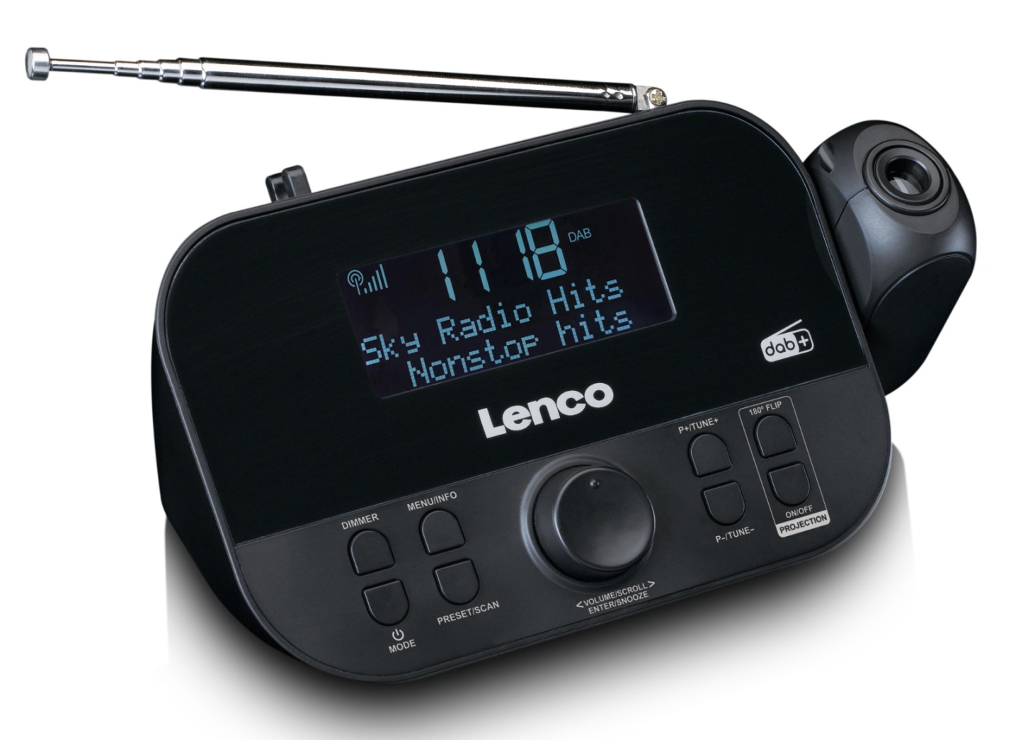 Klokkeradio Lenco, CR-615, projeksjon av tid i tak