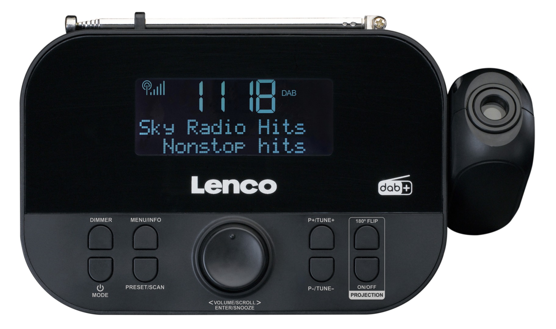 Klokkeradio Lenco, CR-615, projeksjon av tid i tak