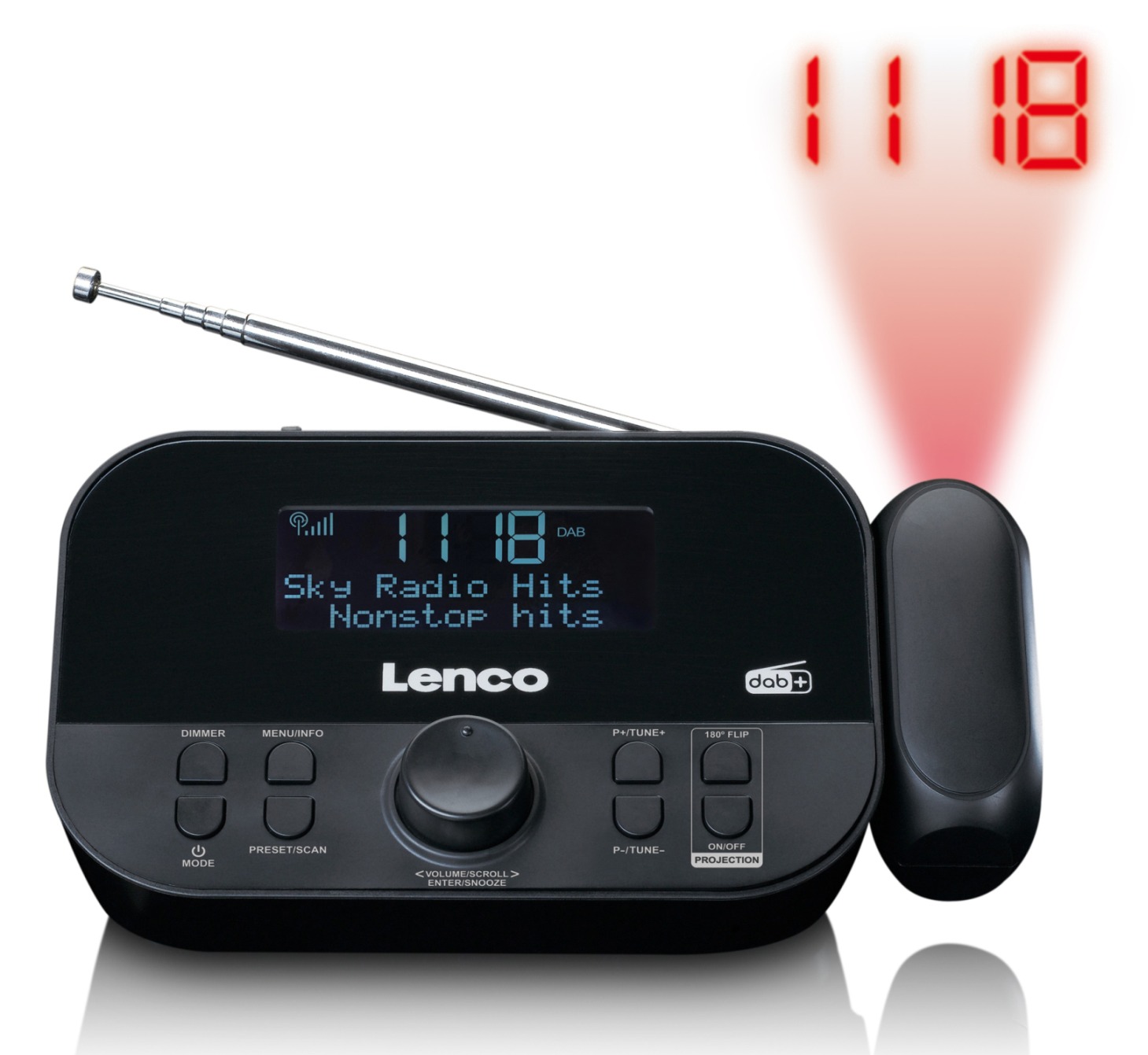 Klokkeradio Lenco, CR-615, projeksjon av tid i tak