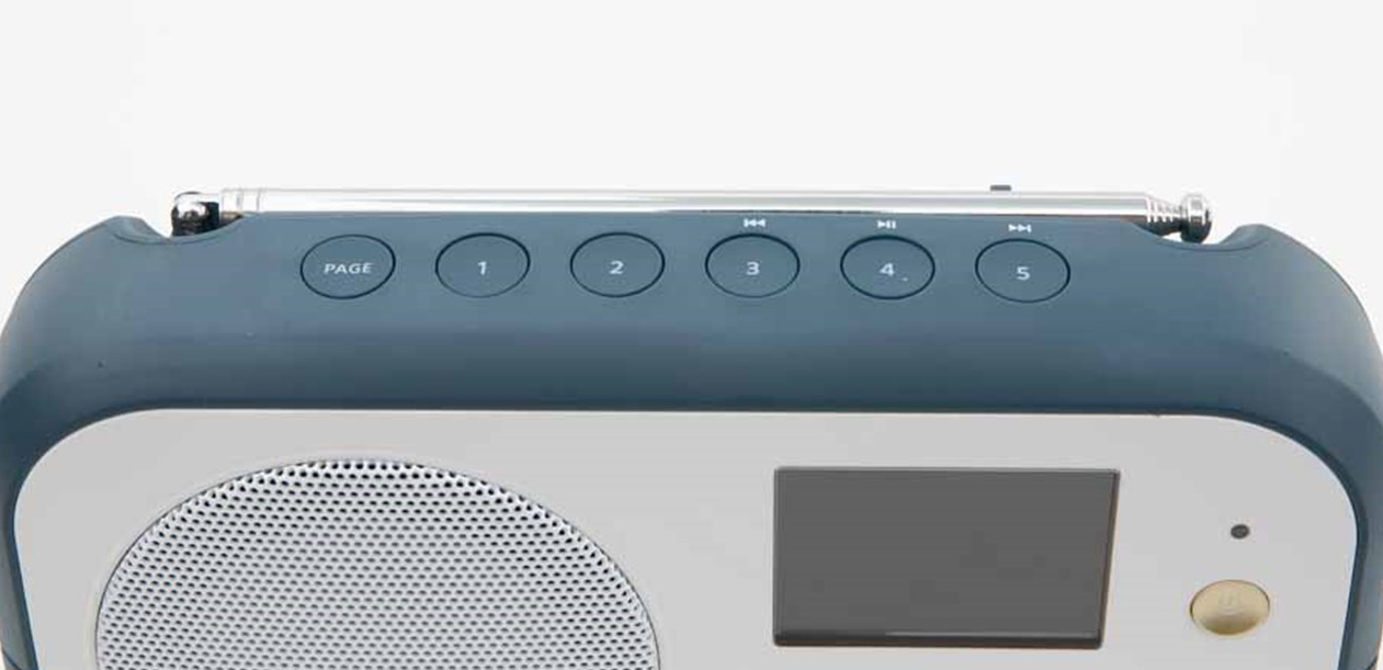 DAB radio Sangean DPR42 BT hvit/blå med blåtann.