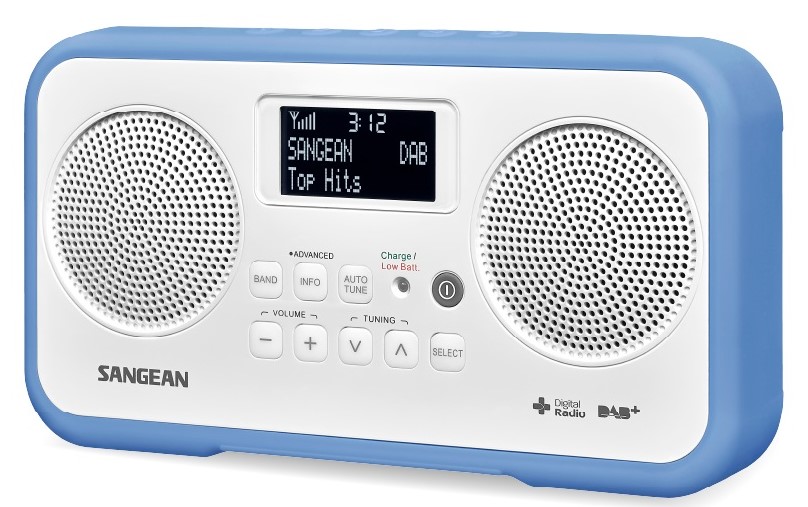 DAB radio Sangen DPR77 stereo hvit og blå