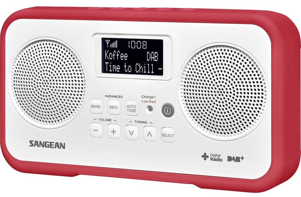 DAB radio Sangen DPR77 stereo hvit og rød