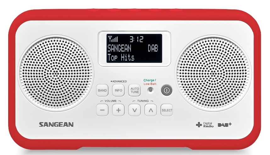 DAB radio Sangen DPR77 stereo hvit og rød