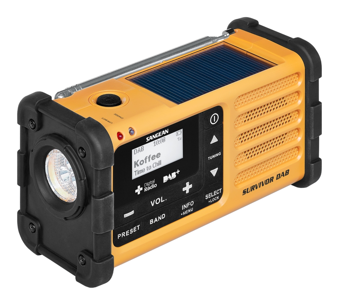 DAB  radio Sangean MMR88 solcelle/nett gul C-Port 