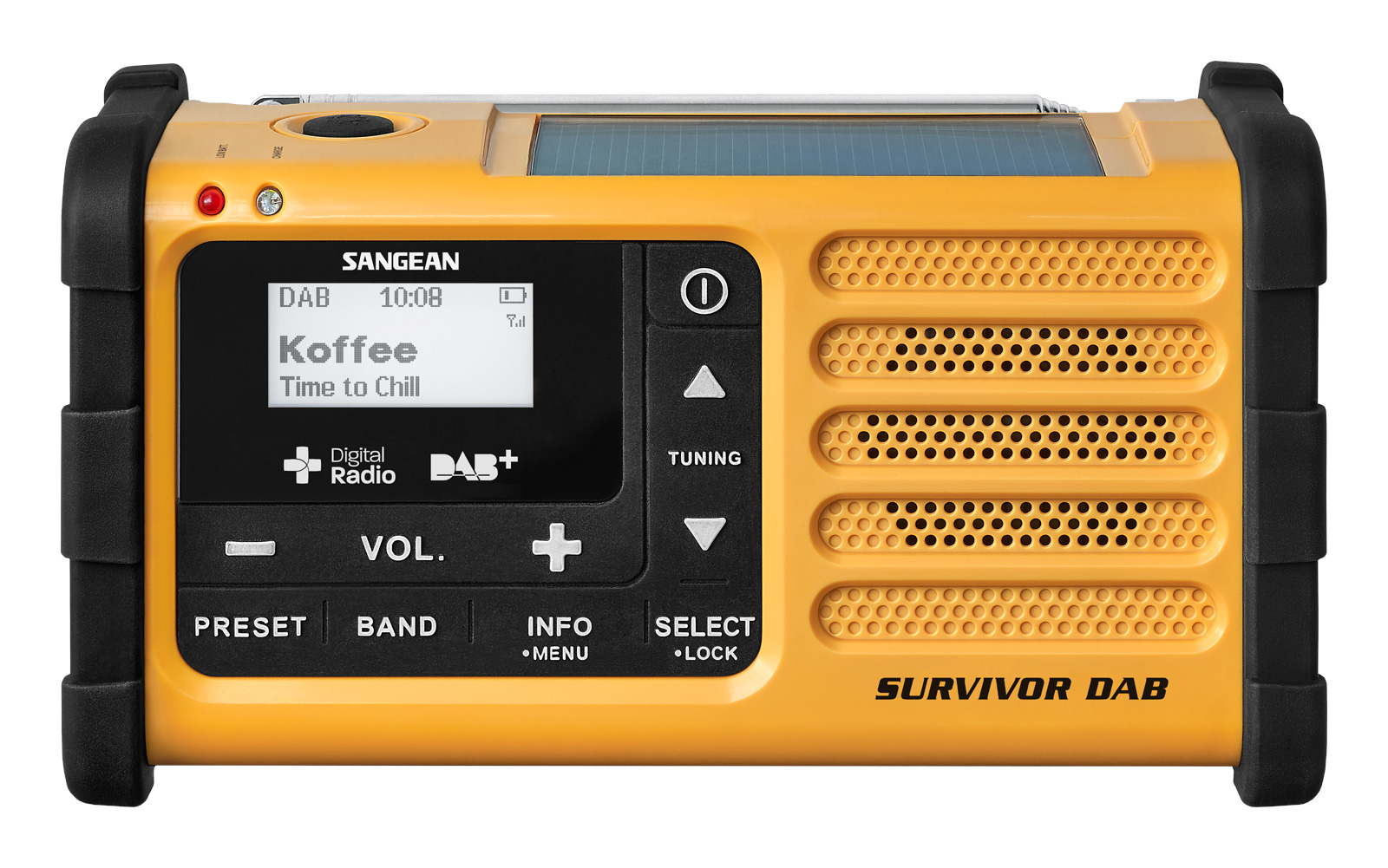 DAB  radio Sangean MMR88 solcelle/nett gul C-Port 
