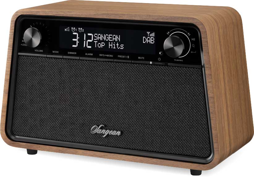 DAB radio Sangean Retro WR201D, BT, valnøtt farge 