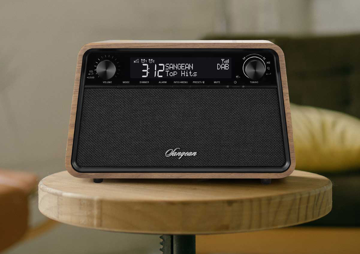 DAB radio Sangean Retro WR201D, BT, valnøtt farge 