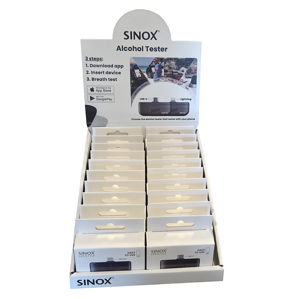 Display Sinox Alkometer 15stk USB-C +5stk lightnin