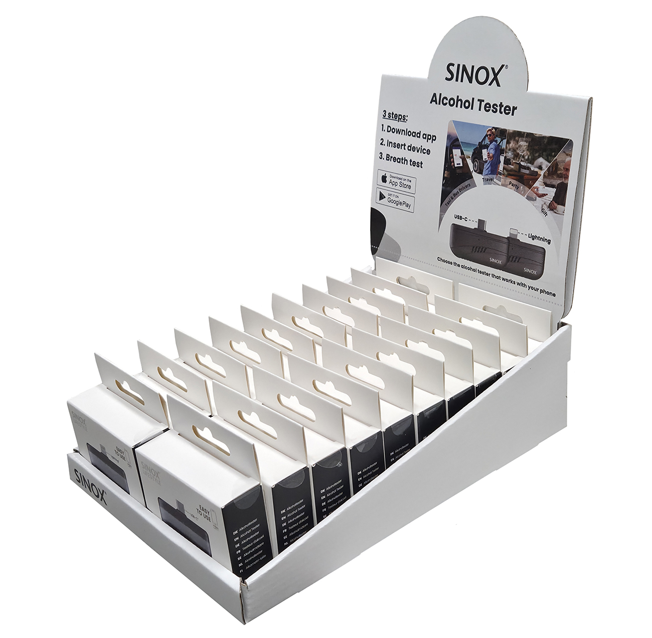 Display Sinox Alkometer 15stk USB-C +5stk lightnin