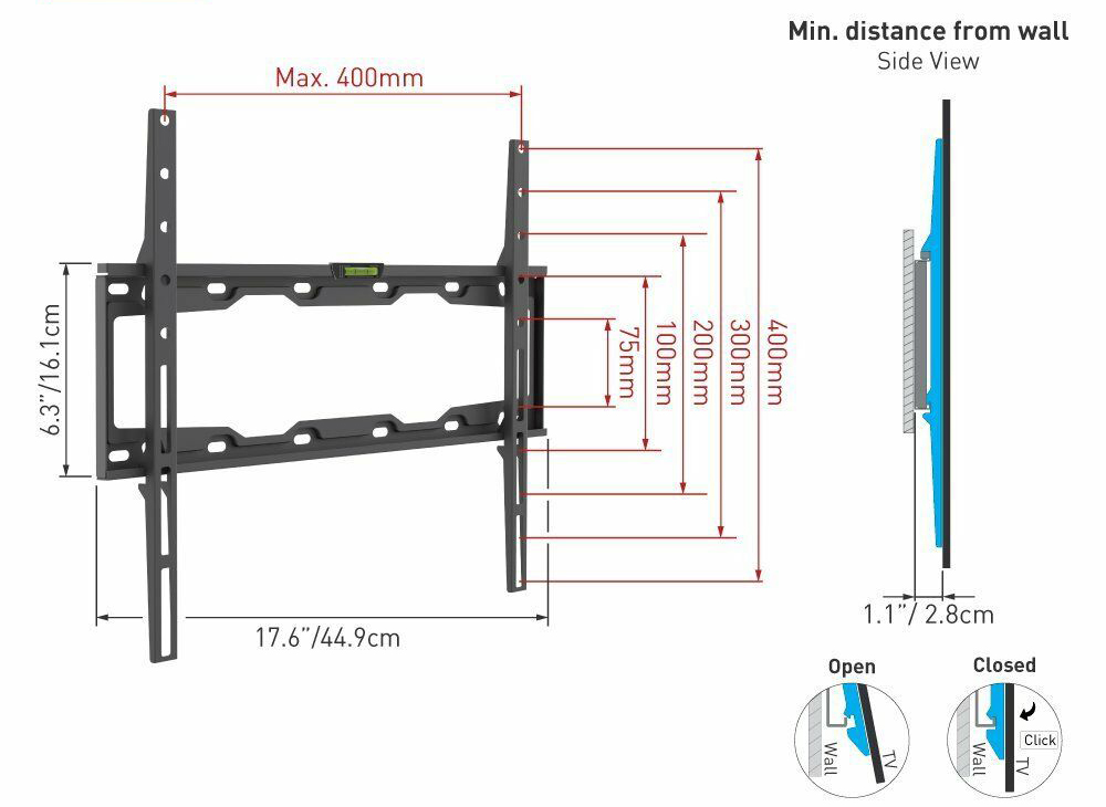 Veggfeste Barkan E302 fast 19-65