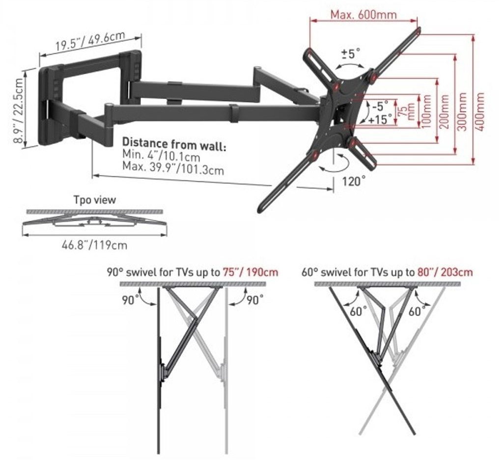 Veggfeste Barkan BM464XL, >83