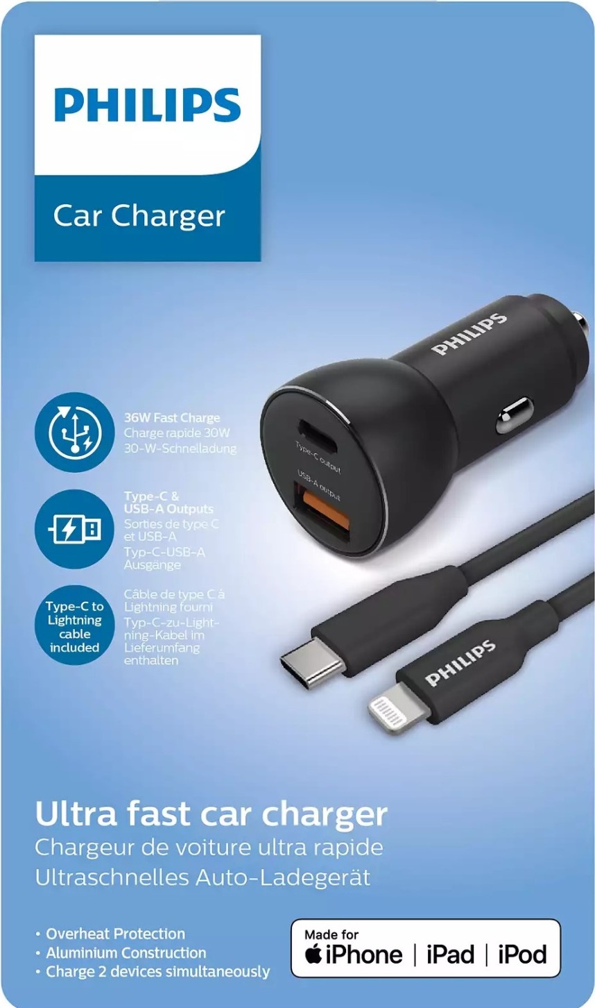 Billader Philips, 36w, USB-C/USB-A