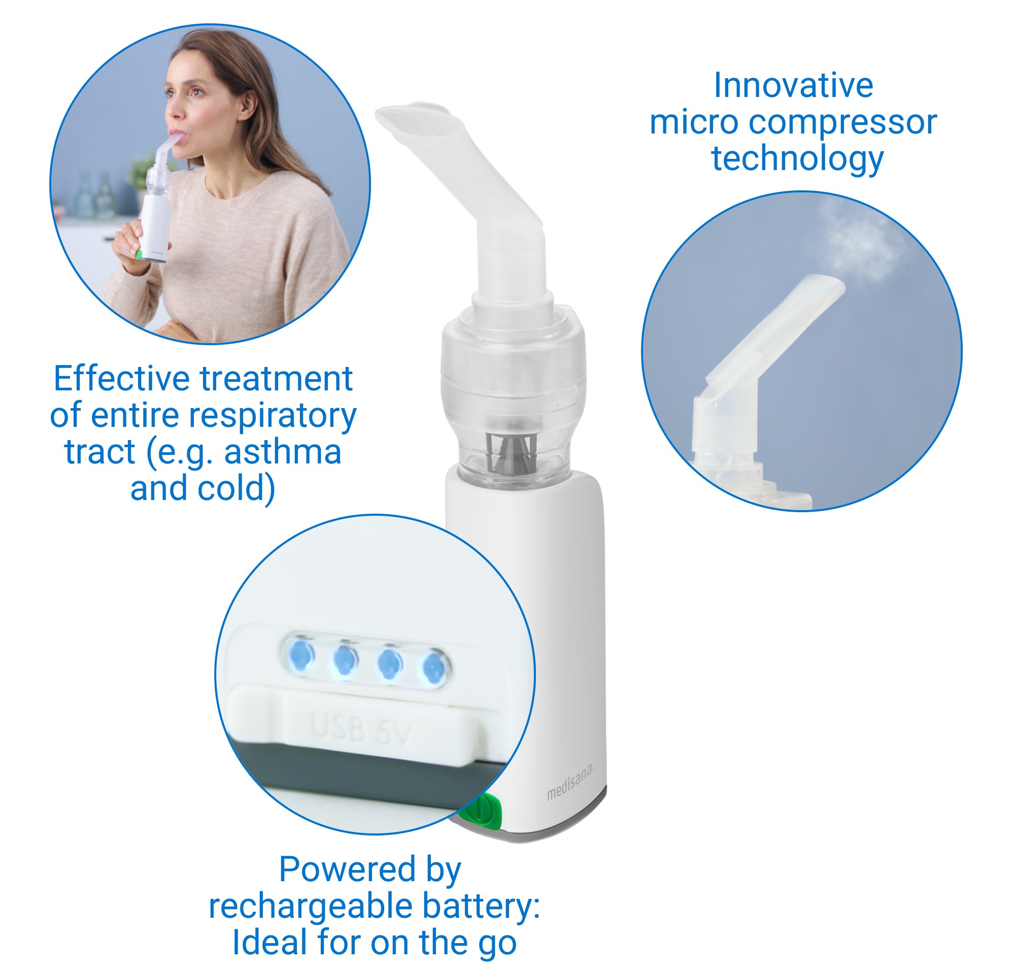Inhalator Medisana IN 530, Bærbar micro compressor