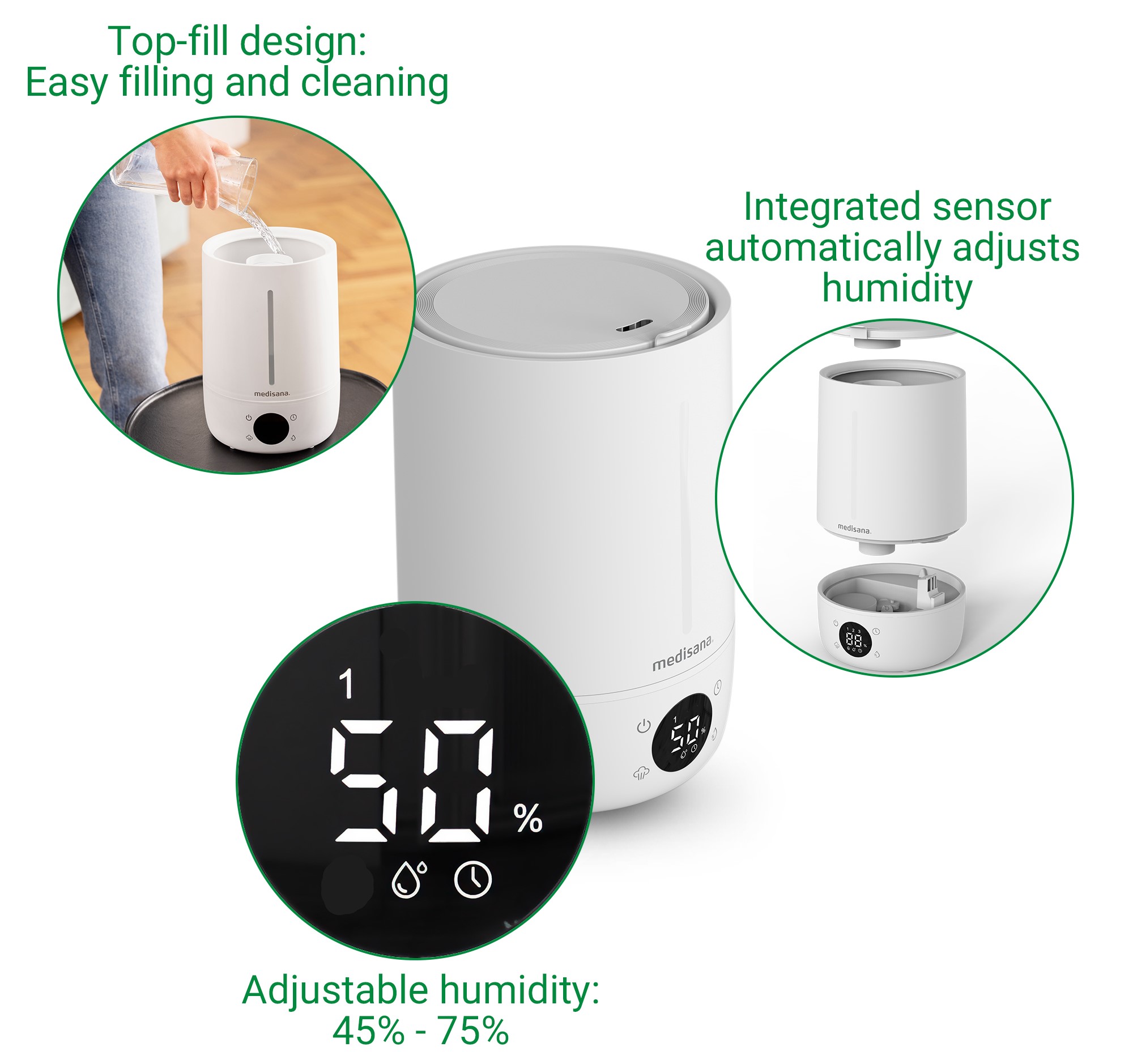 Luftfukter Medisana AH663 hygrometer, display, 4,5