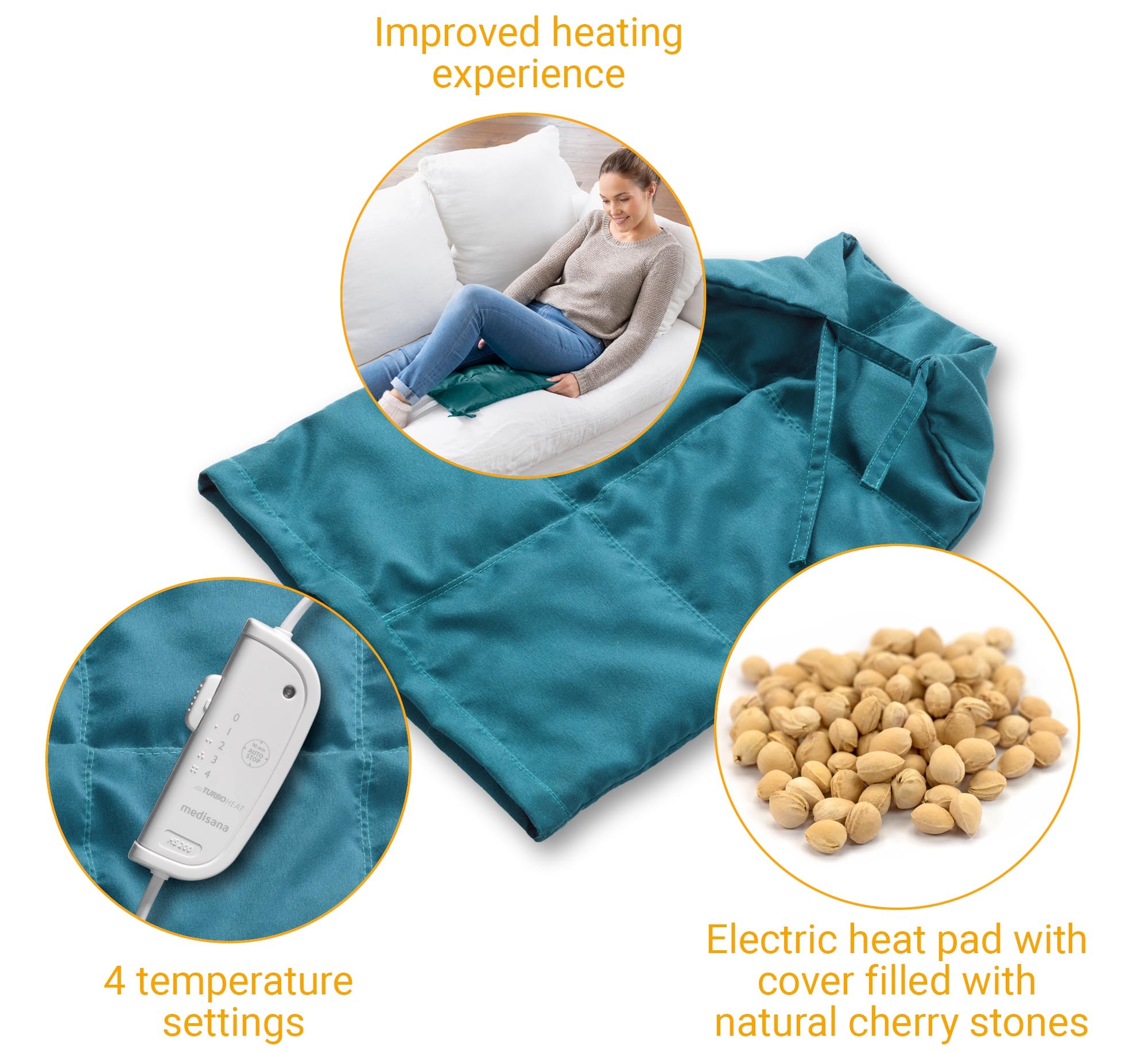 Varmepute Medisana HS200, 3 i 1, Kirsebær stein