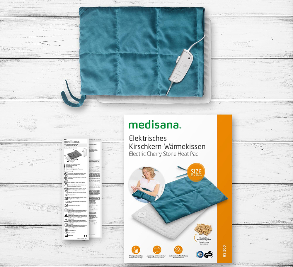 Varmepute Medisana HS200, 3 i 1, Kirsebær stein