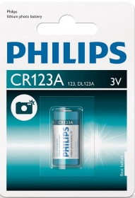 Fotobatteri Philips CR123, Litium, 3 Volt . 1PK