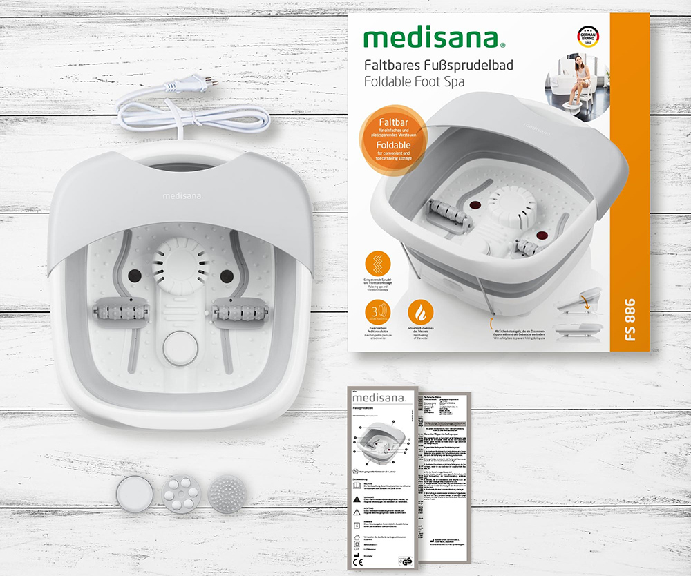 Fotbad Medisana FS886 hydro massasje,sammenleggbar