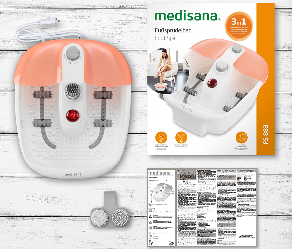 Fotbad Medisana FS883, holder varmen, 80 W, vibra.