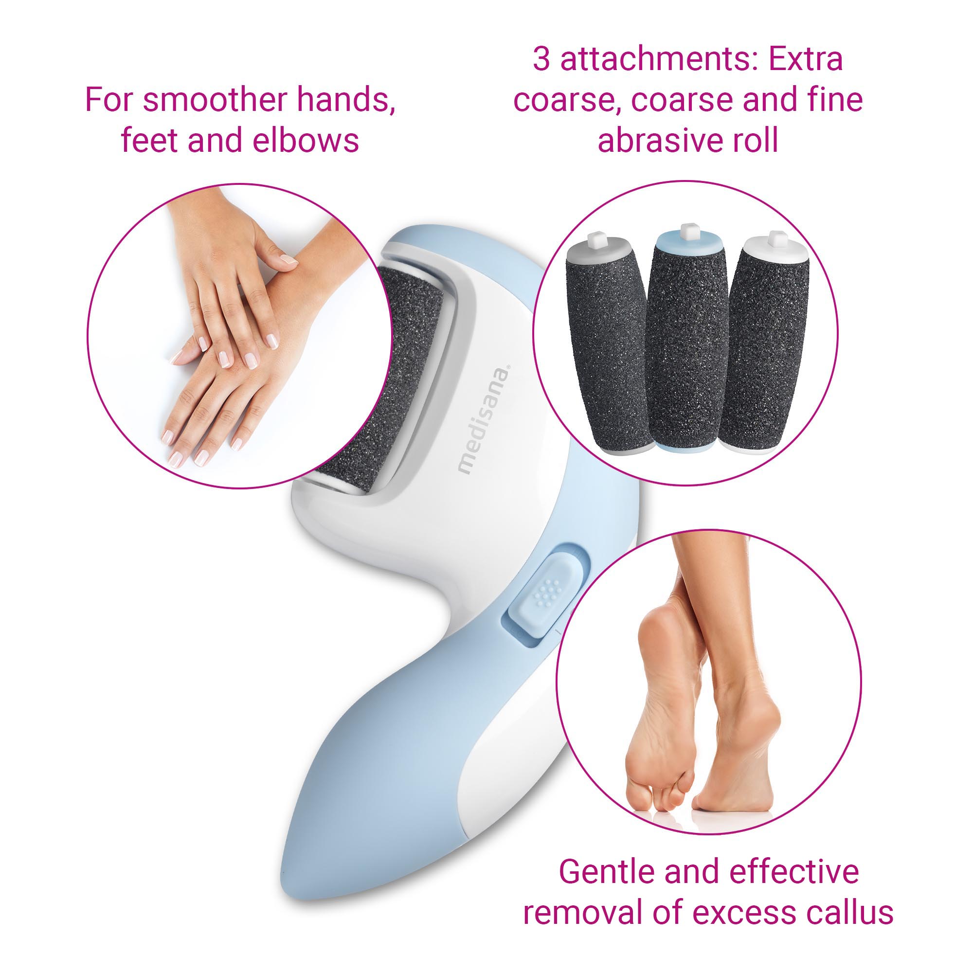 Fotsliper Medisana CR 870, 2 hastig.,batteridrift 